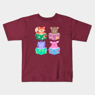 Animals with books Parts 1-4 Kids T-Shirt